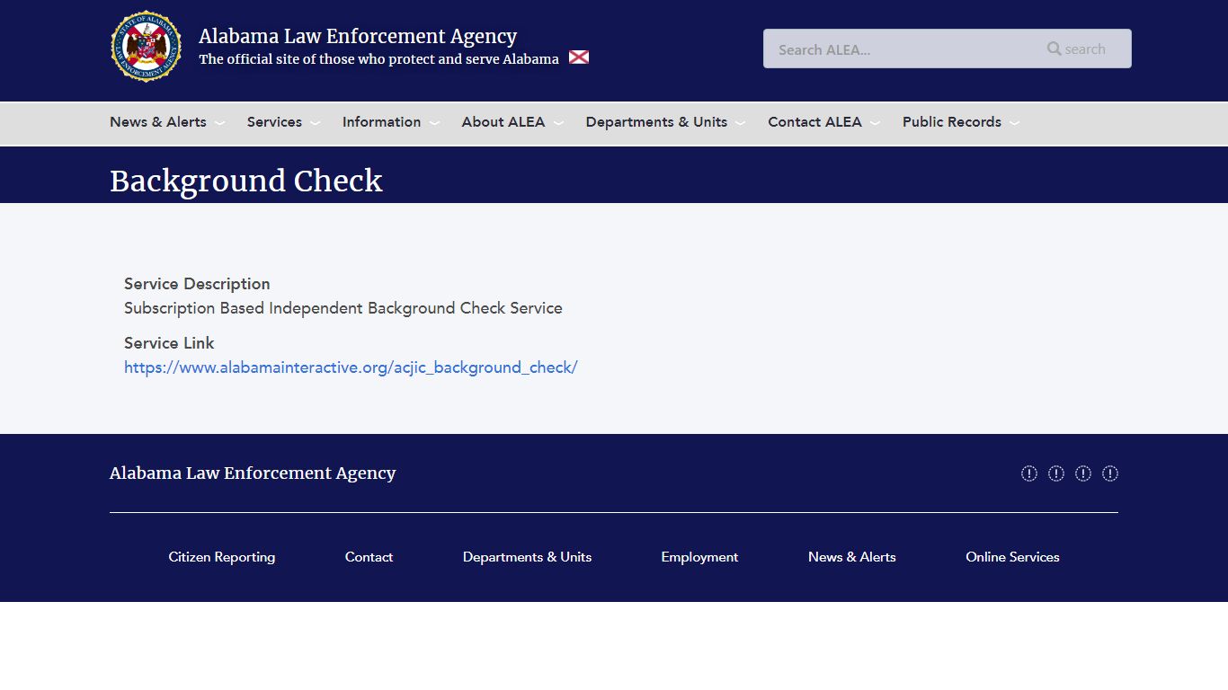 Background Check | Alabama Law Enforcement Agency